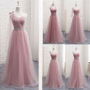 Hot V Neck Bridesmaid Dresses long for Women Elegant 2020 A Line Sparkly Tulle Pink Party Dress for Wedding Party Plus Size