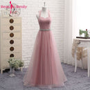 Hot V Neck Bridesmaid Dresses long for Women Elegant 2020 A Line Sparkly Tulle Pink Party Dress for Wedding Party Plus Size