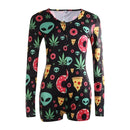 Body Sexy para mujer de manga larga con escote en V profundo ceñido al cuerpo elástico leotardo Crop Top botón corto mameluco pijama mujer mono monos