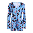 Body Sexy para mujer de manga larga con escote en V profundo ceñido al cuerpo elástico leotardo Crop Top botón corto mameluco pijama mujer mono monos