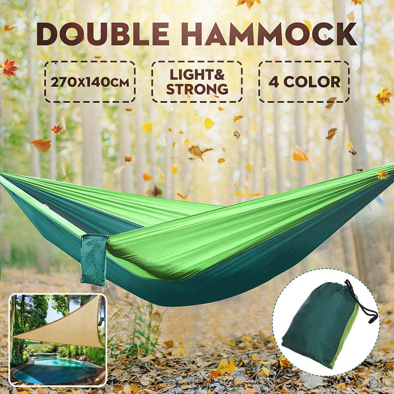 Single Double Adult Hammock Hammocks Sleeping Bed Camping 2 Person Bed Tent Hiking Travel Outdoor Stand With 2 Straps 2Carabiner