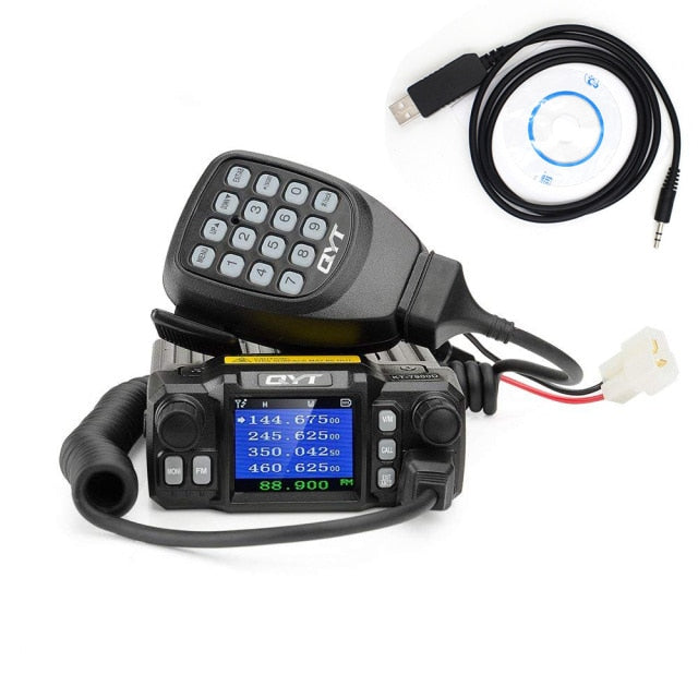 Última versión Mini Radio móvil QYT KT-7900D 25W Quad Band 144/220/350 / 440MHz KT7900D Transceptor UV o con fuente de alimentación