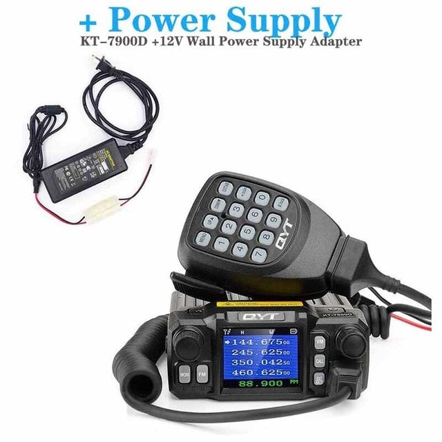 latest Version Mini Mobile Radio QYT KT-7900D 25W Quad Band 144/220/350 / 440MHz KT7900D UV transceiver or with Power supply