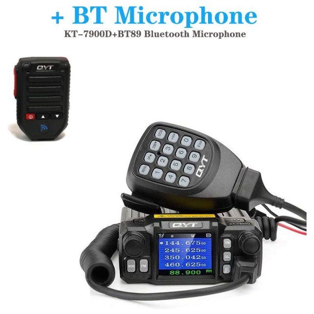 Última versión Mini Radio móvil QYT KT-7900D 25W Quad Band 144/220/350 / 440MHz KT7900D Transceptor UV o con fuente de alimentación