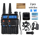 2pcs Real 8W Baofeng UV-5R Walkie Talkie UV 5R High Power Amateur Ham CB Radio Station UV5R Dual Band Transceiver 10KM Intercom