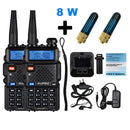 2pcs Real 8W Baofeng UV-5R Walkie Talkie UV 5R High Power Amateur Ham CB Radio Station UV5R Dual Band Transceiver 10KM Intercom