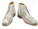 Botas Sipriks de piel de cocodrilo para hombre, botines de piel de cocodrilo auténtico gris y blanco, botas de vaquero para hombre, suela de cuero italiana importada