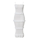 NEDEINS Summer Fashion Sling Long Dress Women 2020 Casual Party Dress Female Ruffles Vestidos Plus Size Natural Solid Dress