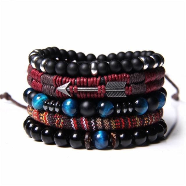 Conjunto de pulseras de labradorita Natural, pulseras de hematita Real de energía transparente, pulseras de cuentas de piedra de ónix negro pulido para hombres y mujeres