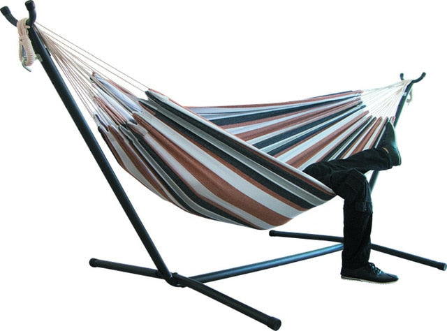 200 * 150 cm Indoor / Outdoor Camping Hängematte Hängesessel Langlebig Komfort Dicke Leinwand Streifen Hängematten Schaukelstühle ohne Ablage