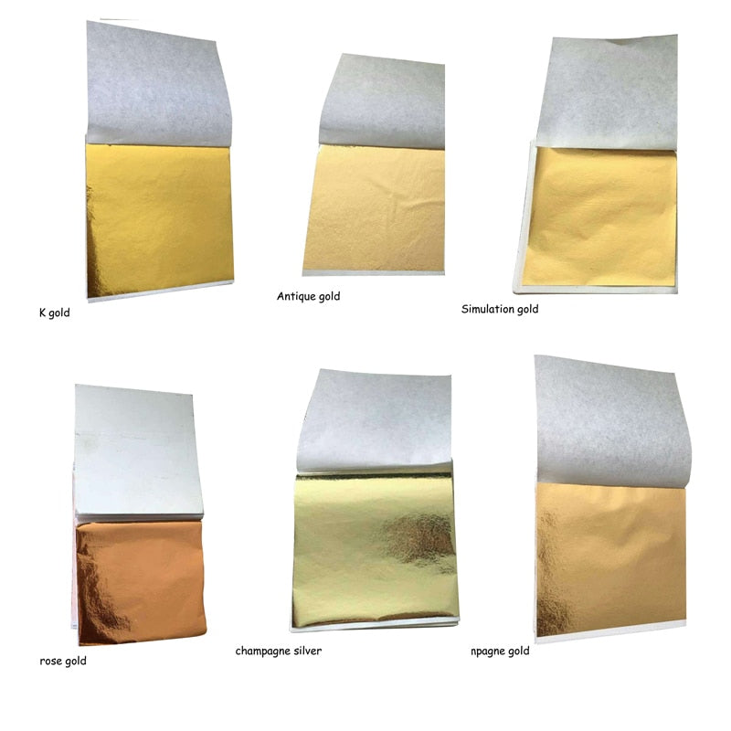 100 Stück 8,5 x 9 cm Art Craft Imitation Goldsplitter Kupferfolie Papiere Blatt Blätter Blätter Vergoldung DIY Craft Decor Design Papier