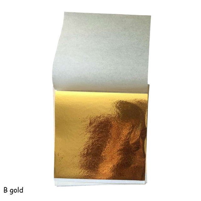 100 Uds 8,5x9cm arte artesanía imitación oro plata papel de aluminio de cobre hojas hojas doradas DIY artesanía decoración diseño papel