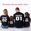 Ropa a juego para la familia Camiseta de algodón con apariencia familiar DADDY MOMMY KID BABY Letra divertida impresa Número Tops Tees Verano