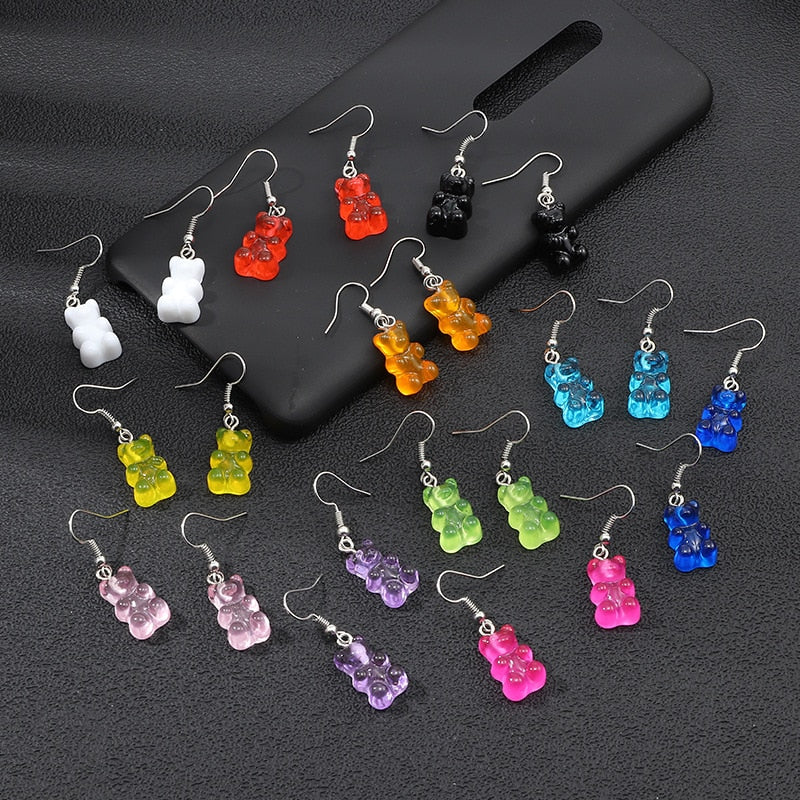 Originalitätsaussage minimalistischer Ohrring Jelly Polychromatic Bear Ohrringe Mode minimalistische Ohrstecker für Frauen