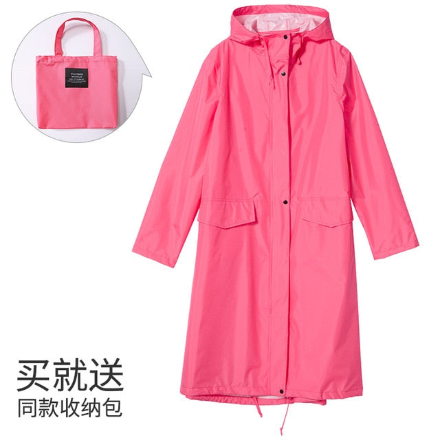 Women New Stylish Long Raincoat Waterproof Rain Jacket  with Hood