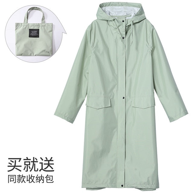 Women New Stylish Long Raincoat Waterproof Rain Jacket  with Hood