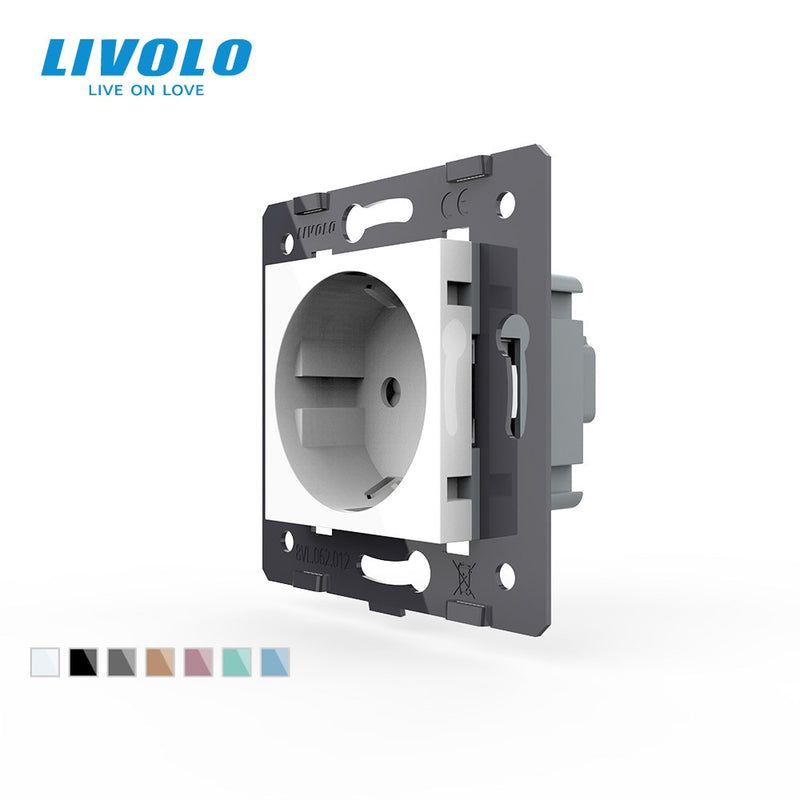 Livolo Socket DIY Parts, materiales plásticos blancos, estándar de la UE, tecla de función para enchufe de pared de la UE, VL-C7-C1EU-11