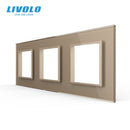 Livolo Luxury White Pearl Crystal Glass,EU standard, Triple Glass Panel For Wall Switch&Socket,C7-3SR-11  (4 Colors)