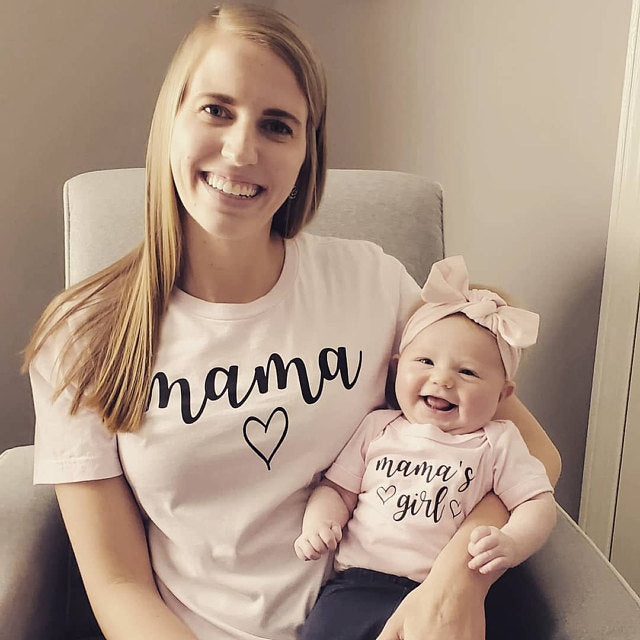 Mommy and Me Shirts Mama Mama's Girl Matching T-Shirts Mommy and Me Outfits Mother Daughter Shirts Gift for New Baby