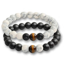2pcs/set Bead Bracelet Natural Tiger Stone Charm Onyx Beaded Couple Distance Bracelets for Women Men Friend Gift Stretch Jewelry