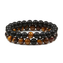 2pcs/set Bead Bracelet Natural Tiger Stone Charm Onyx Beaded Couple Distance Bracelets for Women Men Friend Gift Stretch Jewelry