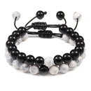 2pcs/set Bead Bracelet Natural Tiger Stone Charm Onyx Beaded Couple Distance Bracelets for Women Men Friend Gift Stretch Jewelry