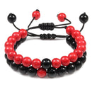 2pcs/set Bead Bracelet Natural Tiger Stone Charm Onyx Beaded Couple Distance Bracelets for Women Men Friend Gift Stretch Jewelry