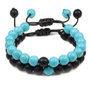 2pcs/set Bead Bracelet Natural Tiger Stone Charm Onyx Beaded Couple Distance Bracelets for Women Men Friend Gift Stretch Jewelry