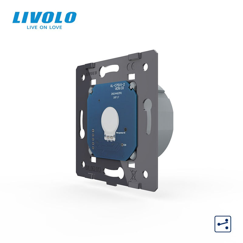 Livolo EU Standard, 1 Gang 2 Way Control, AC 220 ~ 250V, interruptor de pantalla táctil de luz de pared sin panel de vidrio, VL-C701S