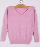 Spring autumn cashmere sweaters women fashion sexy v-neck pullover loose 100% wool batwing sleeve plus size knitted tops