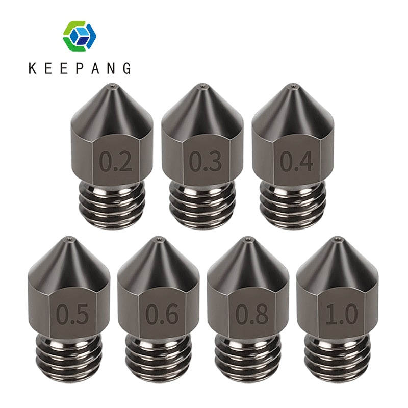 Boquilla KeePang MK7 MK8, molde de acero súper duro, extrusora resistente a la corrosión, boquilla de impresora 3D roscada de 1,75mm para Ender3 Pro