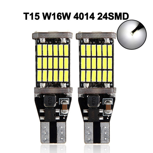 2x luz de señal de coche T15 W16W bombilla LED T10 W5W 4014 luces LED Canbus sin error alta potencia blanco DC 12V luces de estacionamiento traseras inversas