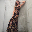 Colysmo Print Maxi Dress Women Sexy Low Cut Cowl Neck Back Lace Up Sexy Dresses Seaside Party Club Wear Long Dress 2020 New