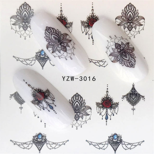 YWK 1 PC Transparent Color Flower Water Transfer Sticker Nail Art Decals DIY Fashion Wraps Tips Manicure Tools