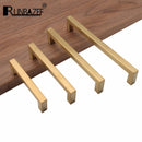 RUNBAZEF New Golden Brass Kitchen Cabinet Handles Modern Dresser Pulls Door Handles and Knobs Square Furniture Hardware