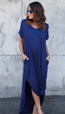 Vestido de talla grande 5XL Sexy para mujer verano 2020 sólido Casual manga corta Maxi vestido para mujer vestido largo envío gratis vestidos de señora