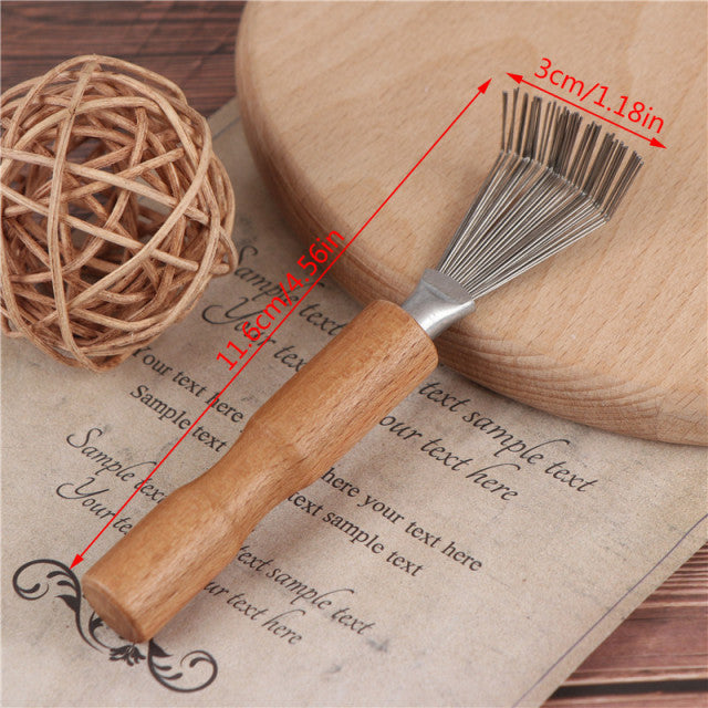 1PCS Wooden Comb Cleaner Delicate Cleaning Removable Hair Brush Comb Cleaner Tool Handle Embeded Tool