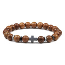 Prayer Men Natural Stone Wood Beads Rosary Hematite Cross Bracelets Onyx Meditation Bracelet Women Yoga Jewelry Homme Pulsera
