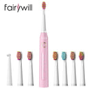 Fairywill Electric Sonic Toothbrush FW-507 USB Charge Rechargeable Adult Waterproof Electronic Tooth 8 Brushes Replacement Heads