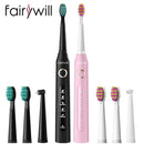 Fairywill Electric Sonic Toothbrush FW-507 USB Charge Rechargeable Adult Waterproof Electronic Tooth 8 Brushes Replacement Heads
