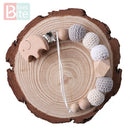 Cadena de chupete para bebé, Clip de madera de elefante, bolsa de cuentas geométricas de ganchillo, mordedor de madera, varilla pequeña, Clips para chupete de bebé, 1 ud.