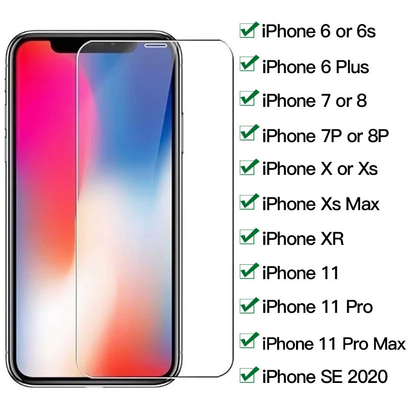 Gehärtetes Glas für iPhone 7 8 6 6s Plus X XR XS Max iPhone 11 Pro Max Glas-Displayschutzfolie auf iPhone 7 6 8 SE Schutzglas