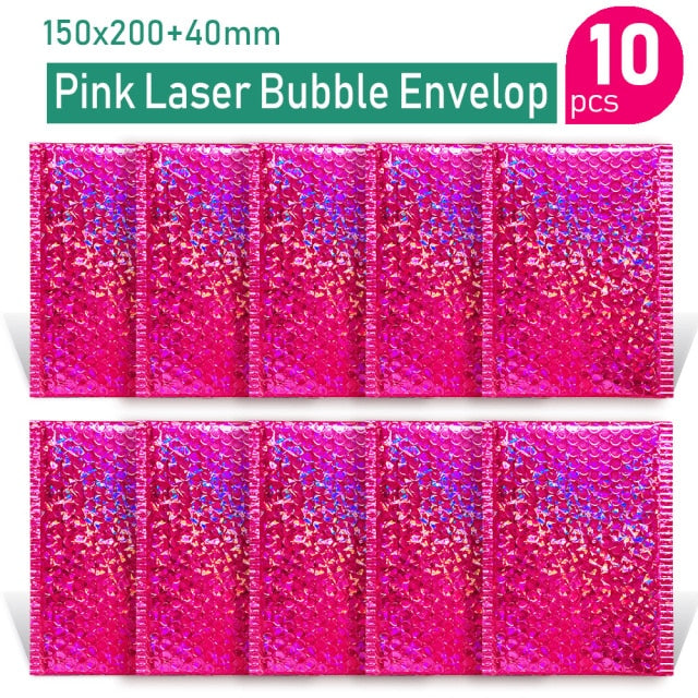 Gold/Roségold/Lasersilber/Dunkelrot/Lila/Roserot Aluminiumfolie Bubble Mailer CD/Wimpern Verpackung Gepolsterte Versandumschläge