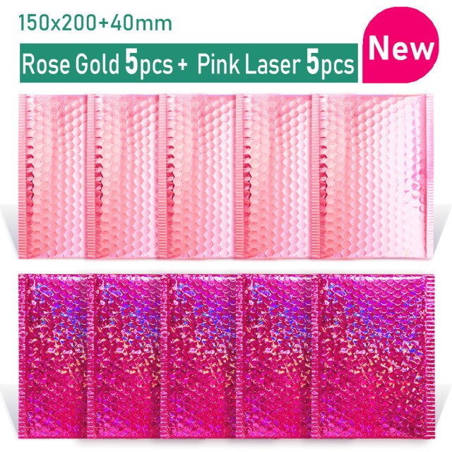 Gold/Rose Gold/Laser Silver/Dark Red/Purple/Rose Red Aluminum Foil Bubble Mailer CD/Eyelash Packaging Shipping Padded Envelopes