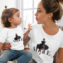Eye Lashes Red Lips Print Women and Kids T-shirt Funny Family Matching Clothes Summer Mother and Daughter Clothes Casual Tshirt