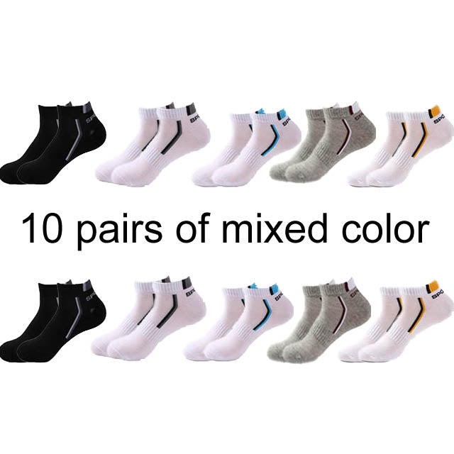 10 Pair High Quality Men Ankle Socks Breathable Cotton Sports Socks Mesh Casual Athletic Summer Thin Cut Short Sokken Size 38-48