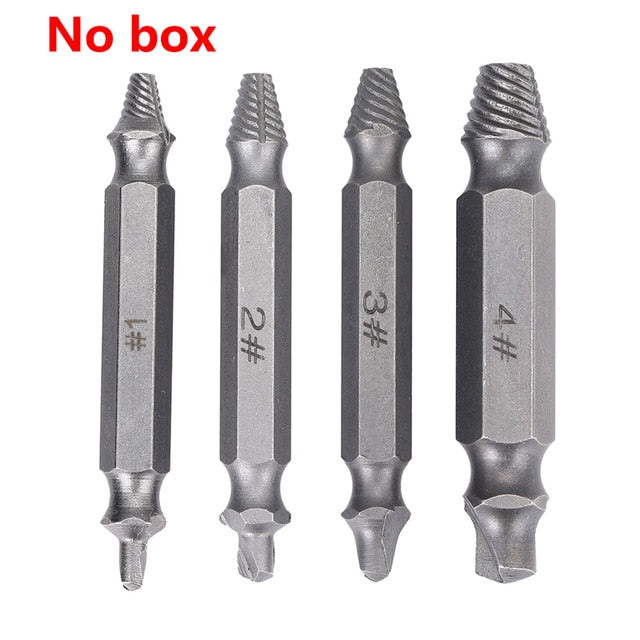 4Pcs Damaged Screw Extractor Set Easily Remove Stripped or Damaged Screws Double Ended Stripped Removers Hand Tool Sets