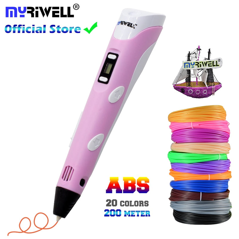 Bolígrafo 3D Myriwell, bolígrafo para impresora 3D DIY, bolígrafos de dibujo, impresión 3d, lo mejor para niños con filamento ABS, regalo de cumpleaños de Navidad de 1,75mm