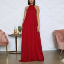 Frauen Chiffon Halfter rückenfreie Overalls lose Art lange Overalls eleganter Party Club Overall