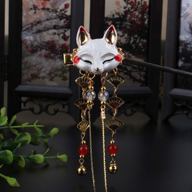 Japanese Anime Women Hair Headdress Fox Kawaii Tassel Step Shake Hairpin Cosplay Props Girl Clothing Accessories